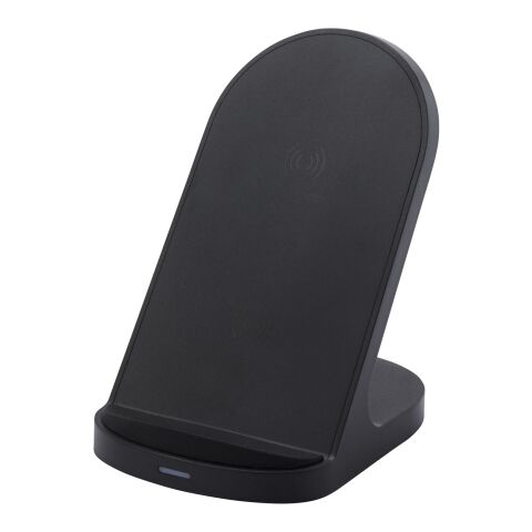 Socle de charge sans fil Loop de 15 W à double bobine en plastique recyclé certifié RCS Standard | Noir | sans marquage | non disponible | non disponible