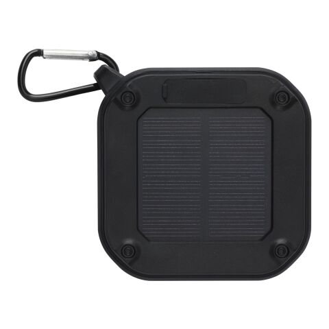 Haut-parleur solaire Bluetooth® Solo de 3 W IPX5 en plastique recyclé certifié RCS avec mousqueton Standard | noir | sans marquage | non disponible | non disponible