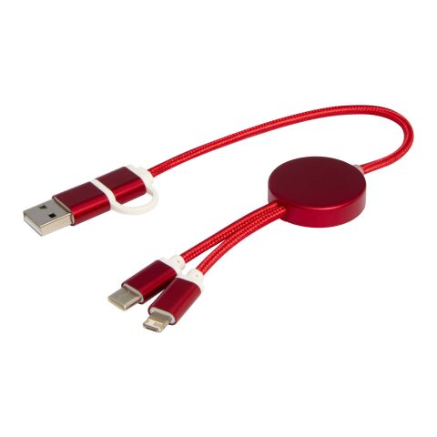 Câble 5 en 1 Alasia en aluminium et plastique recyclés de 30 cm pour la synchronisation des données et la charge rapide de 27 W Standard | Rouge | sans marquage | non disponible | non disponible