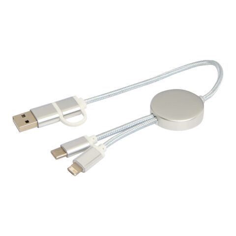 Câble 5 en 1 Alasia en aluminium et plastique recyclés de 30&nbsp;cm pour la synchronisation des données et la charge rapide de 27 W Standard | Argent | sans marquage | non disponible | non disponible