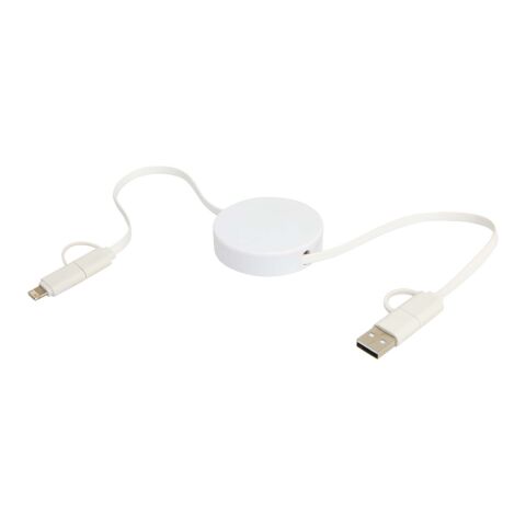 Câble rétractable 5 en 1 Citala en plastique recyclé de 90 cm pour la synchronisation des données et la charge rapide de 40 W Standard | blanc | sans marquage | non disponible | non disponible