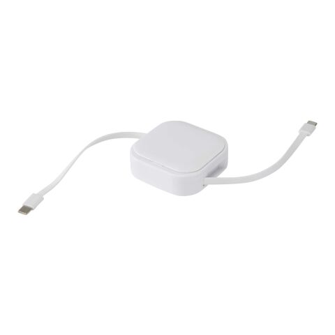 Câble rétractable 5 en 1 Gloas en matériaux recyclés pour synchronisation de données et charge rapide de 100&nbsp;W avec kit d’outils pour smartphone Standard | Blanc | sans marquage | non disponible | non disponible