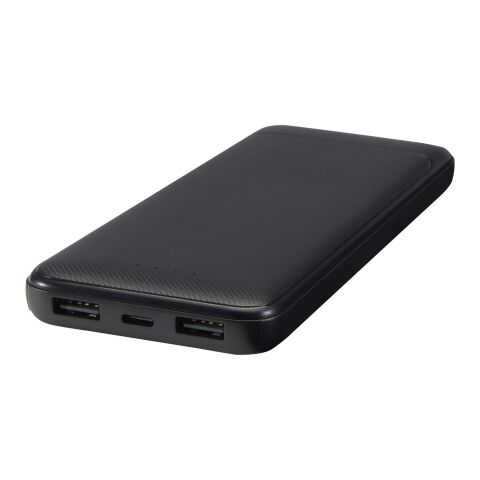 Batterie de secours Adhil de 10&nbsp;000&nbsp;mAh et 10&nbsp;W en plastique recyclé avec 2&nbsp;câbles intégrés Standard | Noir | sans marquage | non disponible | non disponible