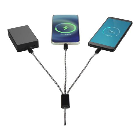 Câble de recharge 5-en-1 Alphecca en aluminium recyclé et RPET noir