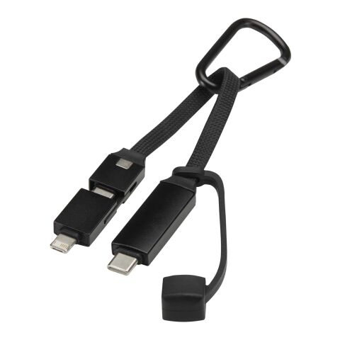 Câble de recharge Algieba 65 W 3-en-1 en aluminium recyclé avec mousqueton noir