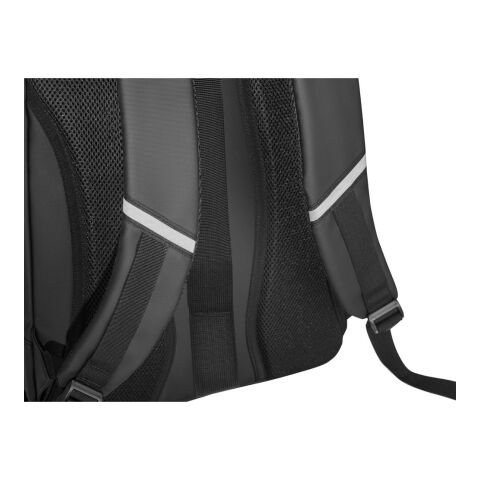 KAMPALA. Sac à dos pour ordinateur portable en polyester recyclé haute densité 900D, avec revêtement imperméable et doublure en polyester recyclé 210D 17&#039;3&quot; Noir | sans marquage