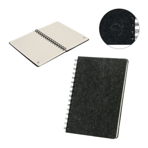 MISHIMA. Cahier A5 avec couverture semi-dure en feutrine recycléee (100% rPET) avec anneaux et pages lignées sans marquage