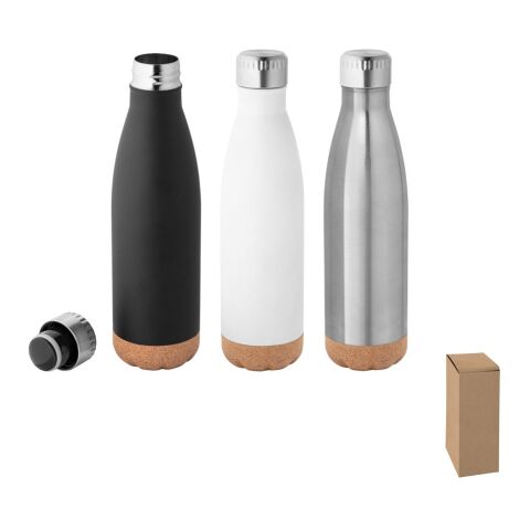 SOLBERG. Thermos 560mL en acier inox avec base en liège Noir | sans marquage