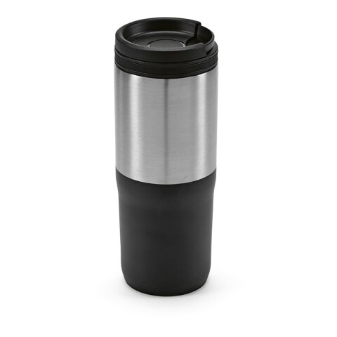 Mug de voyage Orange Acier inoxydable recyclé 600 ml Noir | sans marquage