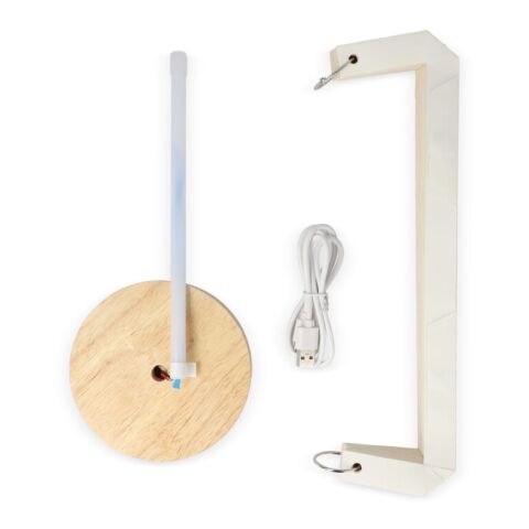 Lampe LED en papier pliable Coollux Aurora Tall sur base en bois, 32cm Nature