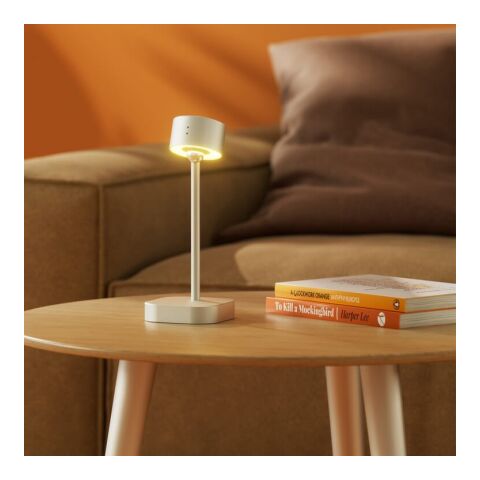 Lampe de table intelligente Xoopar Mojiu avec commande vocale Gris clair | Gravure | à l'opposé du bouton on/off | 35 mm x 30 mm
