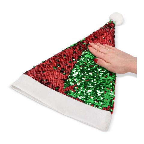 Bonnet de Noël à paillettes bicolores Rouge / blanc-Vert | sans marquage | non disponible | non disponible
