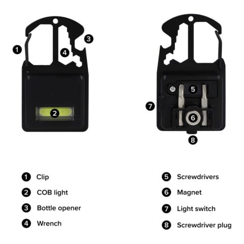 Multi-outils compacts en R-ABS et métal 7 fonctions Noir | sans marquage | non disponible | non disponible | non disponible
