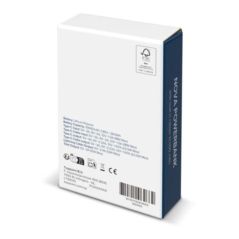 Nova Powerbank 22,5 W Power Delivery avec câbles intégrés 10 000 mAh Gris foncé