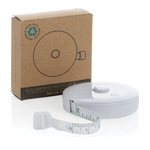 Mètre ruban de tailleur en plastique recyclé RCS blanc | sans marquage | non disponible | non disponible