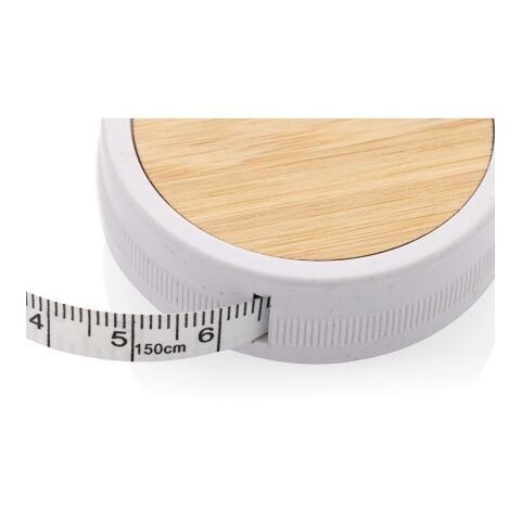 Mètre ruban de tailleur en plastique recyclé RCS et bambou blanc-marron | sans marquage | non disponible | non disponible