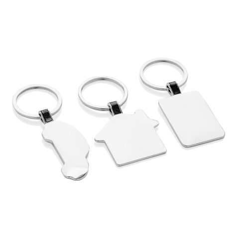 Porte-clés rectangle en alliage de zinc recyclé RCS argent | sans marquage | non disponible | non disponible