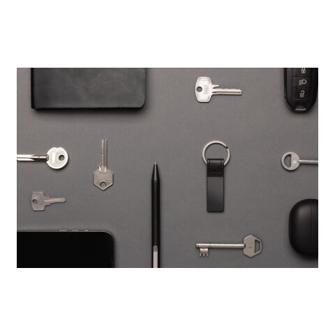 Porte-clés luxe en PU et alliage de zinc recyclé RCS noir | sans marquage | non disponible | non disponible