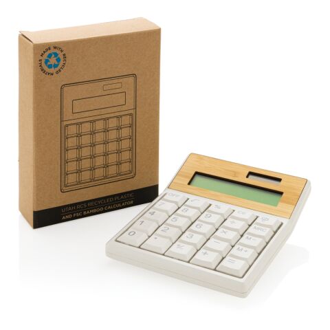 Calculatrice en bambou FSC® et plastique recyclé RCS Utah marron | sans marquage | non disponible | non disponible