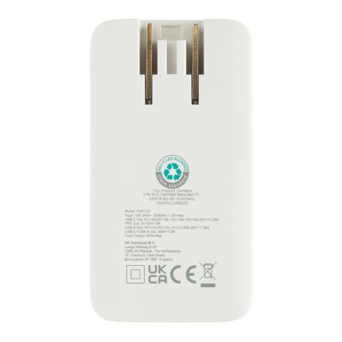 Chargeur plat 65W GAN avec connecteurs universels Fluxo RCS blanc