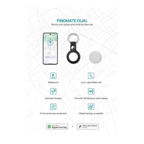 Retrouve-clés en plastique recyclé RCS Findmate Dual blanc | sans marquage | non disponible | non disponible