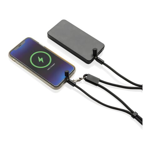 Cordon téléphone réglable avec câble 60W en rPET RCS LoopAmp noir | sans marquage | non disponible | non disponible