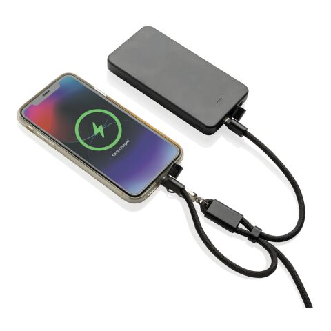 Bracelet téléphone avec câble 60W en rPET RCS LoopAmp noir | sans marquage | non disponible | non disponible