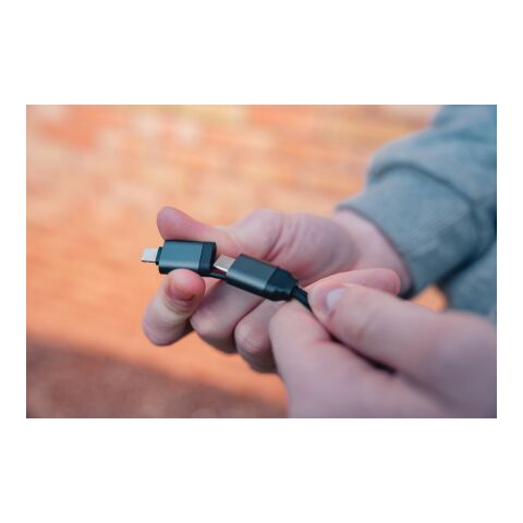 Câble rétractable 6 en 1 en aluminium recyclé Terra RCS gris | sans marquage | non disponible | non disponible