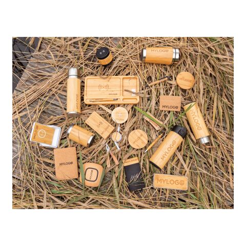 Chargeur sans fil 5W rond en bambou FSC® marron | sans marquage | non disponible | non disponible