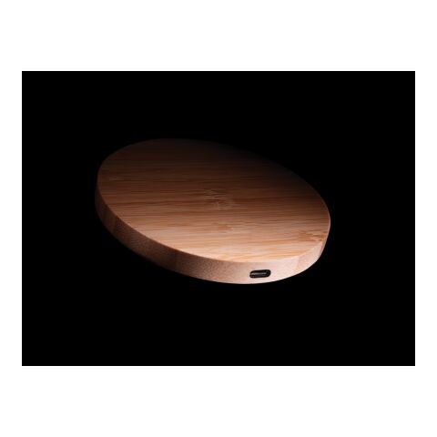 Chargeur sans fil 5W rond en bambou FSC® marron | sans marquage | non disponible | non disponible
