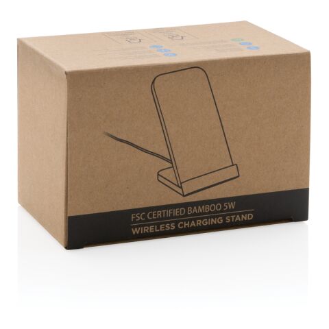 Support téléphone à induction 5W en bambou FSC marron | sans marquage | non disponible | non disponible
