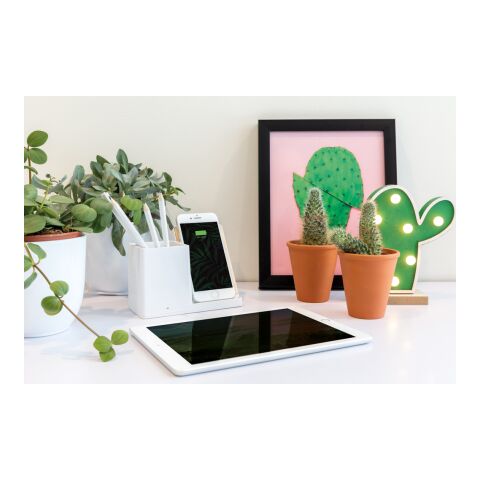 Chargeur 10W avec porte-stylo FSC® et RCS Ontario blanc | sans marquage | non disponible | non disponible