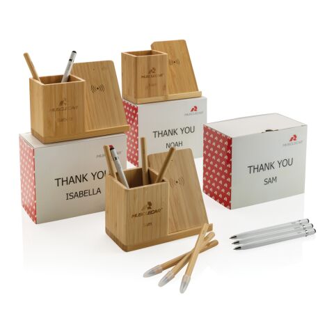 Chargeur sans fil 10W en bambou FSC® Calgary marron | sans marquage | non disponible | non disponible