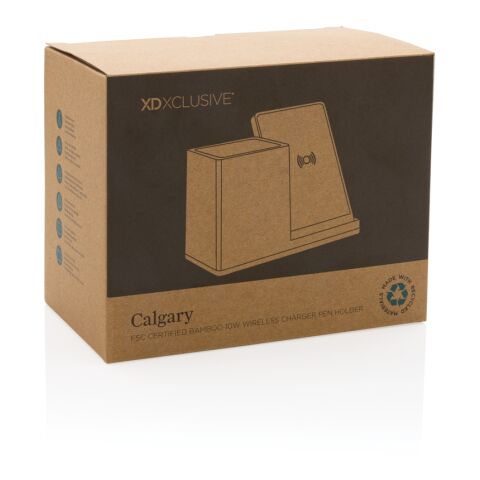 Chargeur sans fil 10W en bambou FSC® Calgary marron | sans marquage | non disponible | non disponible