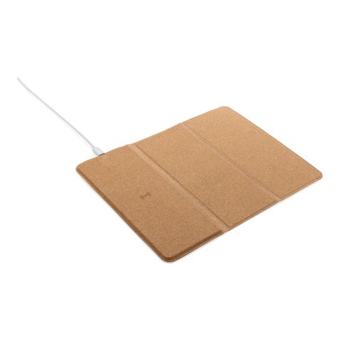 Tapis de souris avec chargeur sans fil 10W en liège FSC® marron | sans marquage | non disponible | non disponible