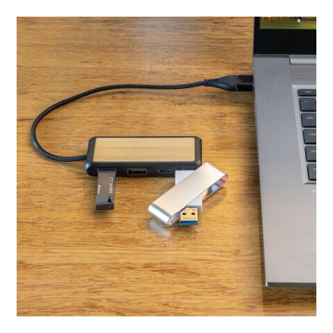Hub USB à double entrée en plastique et en bambou RCS Link noir | sans marquage | non disponible | non disponible