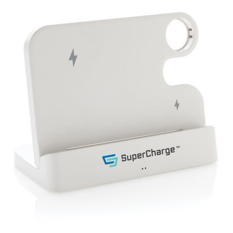 Double chargeur 15W en plastique RCS avec emplacement iWatch blanc | sans marquage | non disponible | non disponible