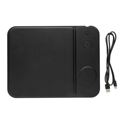 Tapis de souris chargeur 15W 3 en 1 en PU RCS Swiss peak noir | sans marquage | non disponible | non disponible