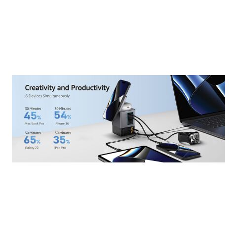 Chargeur 105W avec câbles Urban Vitamin Sacramento gris-noir | sans marquage | non disponible | non disponible