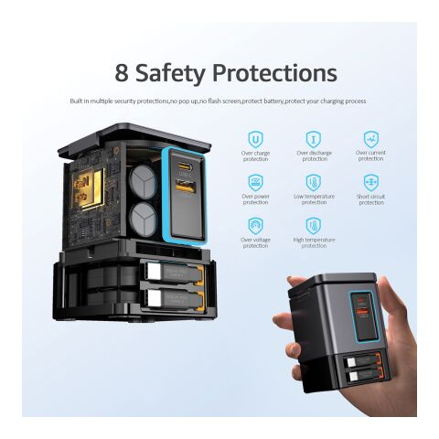 Chargeur 105W avec câbles Urban Vitamin Sacramento gris-noir | sans marquage | non disponible | non disponible