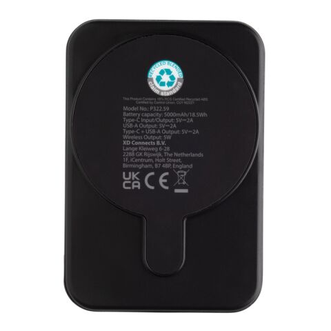 Powerbank 5000mAh et 5W en plastique recyclé RCS Stellar noir | sans marquage | non disponible | non disponible