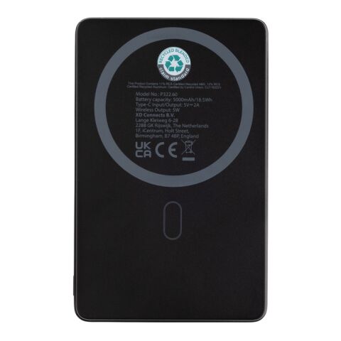 Powerbank 5000mAh et 5W en aluminium recyclé RCS Orion noir | sans marquage | non disponible | non disponible