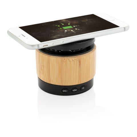 Enceinte 3W avec chargeur à induction en bambou marron-noir | sans marquage | non disponible | non disponible