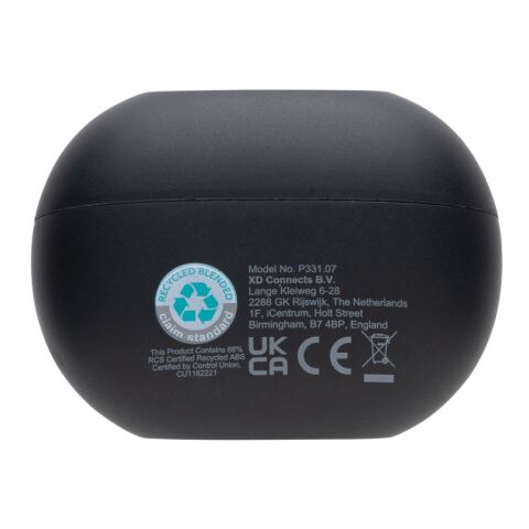 Ecouteurs hybrides ANC/ENC en plastique recyclé RCS Prolink noir | sans marquage | non disponible | non disponible