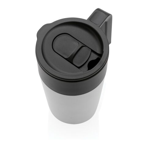 Tasse en acier inoxydable et PP recyclé GRS avec poignée blanc | sans marquage | non disponible | non disponible