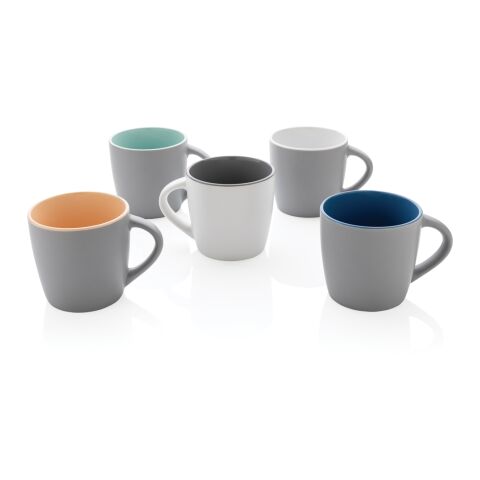 Mug en céramique avec intérieur coloré gris-blanc | sans marquage | non disponible | non disponible