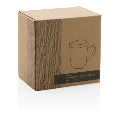 Mug en céramique avec bord blanc gris-blanc | sans marquage | non disponible | non disponible