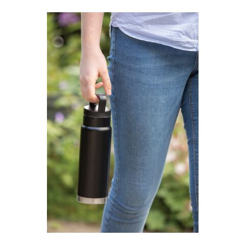 Bouteille isotherme étanche avec poignée noir | sans marquage | non disponible | non disponible