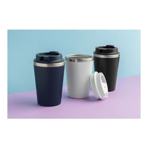 Mug 350ml à double paroi en PP recyclé RCS Java blanc | sans marquage | non disponible | non disponible