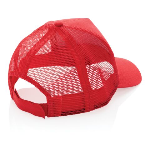 Casquette de routier 5 panneaux coton recyclé Impact AWARE™ rouge | sans marquage | non disponible | non disponible | non disponible